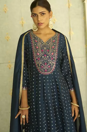 Blue women kurta pant dupatta set