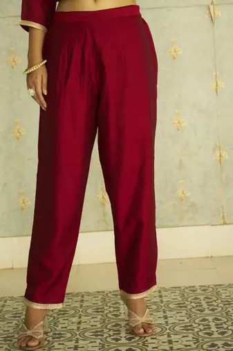 Maroon women kurta pant dupatta set