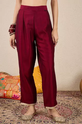 Maroon women kurta pant dupatta set