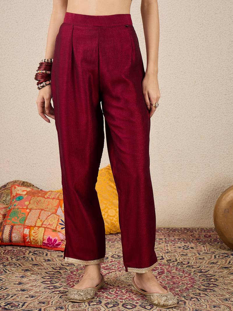 Maroon women kurta pant dupatta set