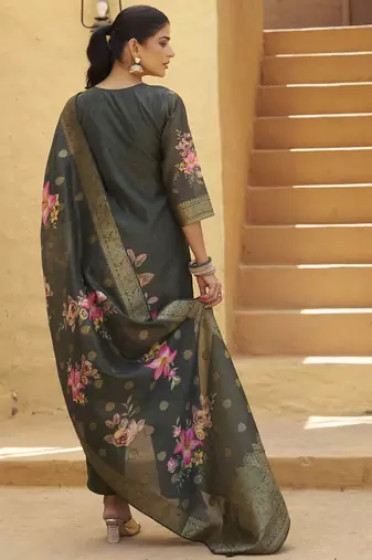 Green women kurta pant dupatta set