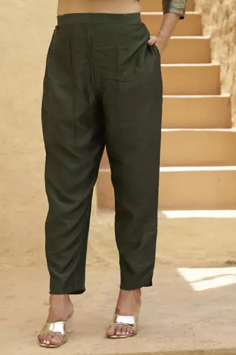 Green women kurta pant dupatta set