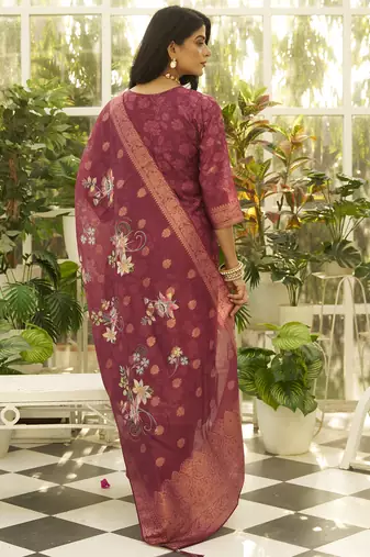 Maroon women kurta pant dupatta set