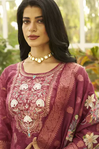 Maroon women kurta pant dupatta set