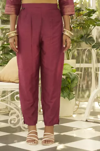 Maroon women kurta pant dupatta set