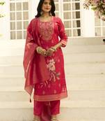 Pink women kurta pant dupatta set