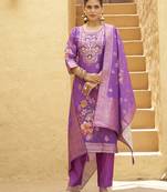 Purple women kurta pant dupatta set