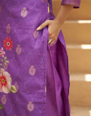 Purple women kurta pant dupatta set 3