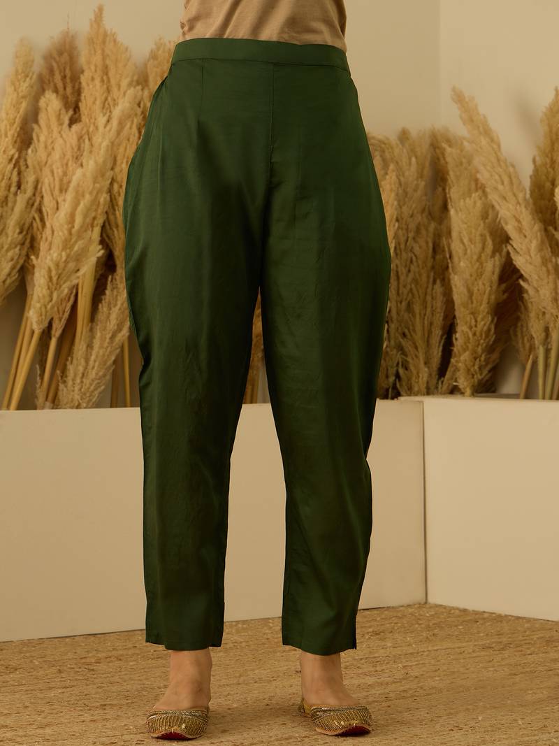 Green women kurta pant dupatta set