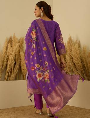 Purple women kurta pant dupatta set 2
