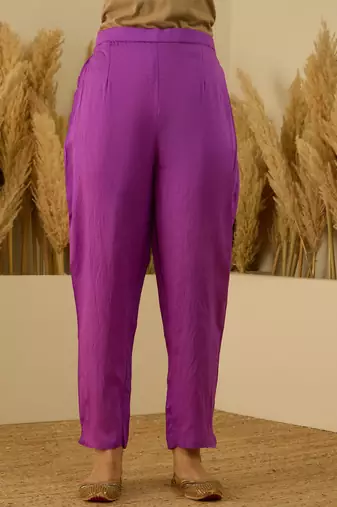 Purple women kurta pant dupatta set