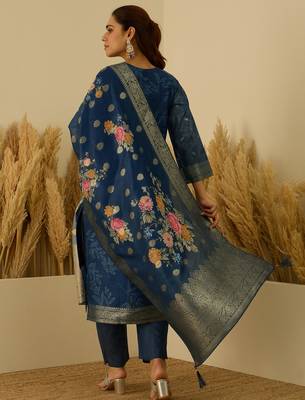 Blue women kurta pant dupatta set 2