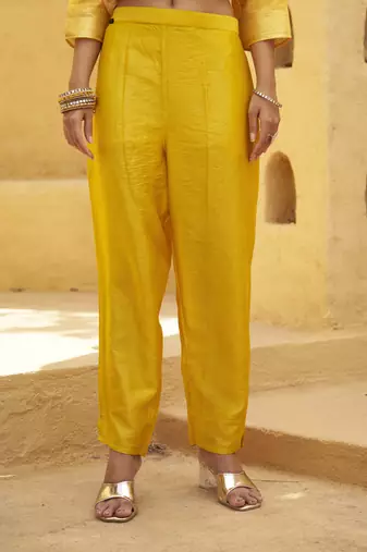 Yellow women kurta pant dupatta set