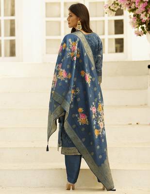 Blue women kurta pant dupatta set 2