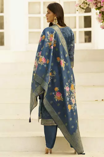 Blue women kurta pant dupatta set