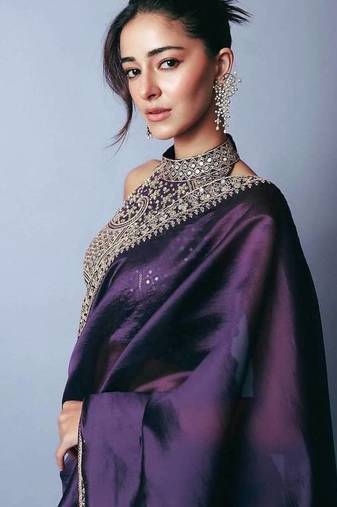 Purple Sequins And Dori Embroidered Jimmy Choo Saree