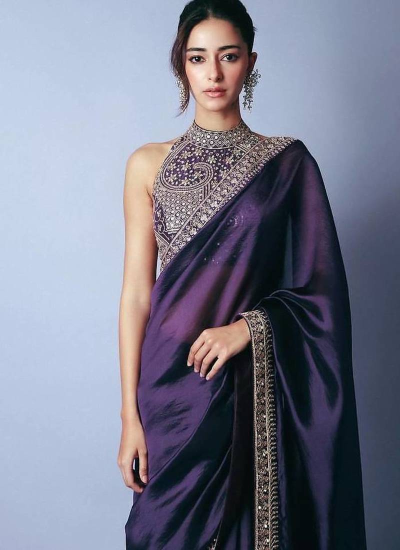 Purple Sequins And Dori Embroidered Jimmy Choo Saree