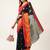 Navy Blue With Orange Cotton Blend Zari Border & Fancy Pallu Saree With Blouse For Women