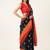 Navy Blue With Orange Cotton Blend Zari Border & Fancy Pallu Saree With Blouse For Women