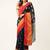 Navy Blue With Orange Cotton Blend Zari Border & Fancy Pallu Saree With Blouse For Women