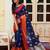 Navy Blue With Orange Cotton Blend Zari Border & Fancy Pallu Saree With Blouse For Women