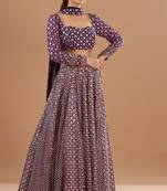 Wine Zari and Sequin Embroidered Faux Georgette Indian Party Wear Lehenga Choli