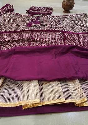 Wine Zari and Sequin Embroidered Faux Georgette Indian Party Wear Lehenga Choli 4