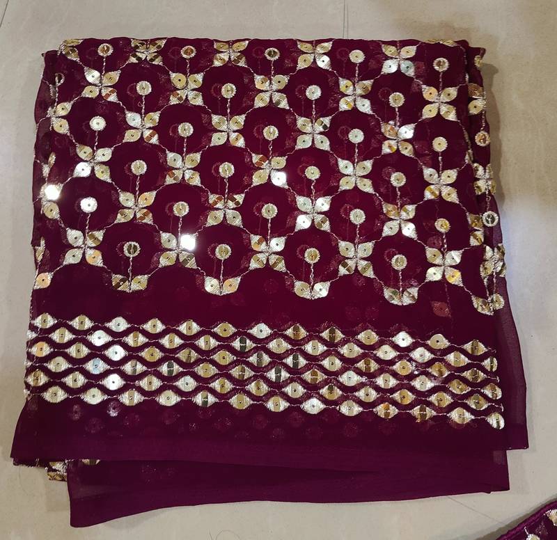 Wine Zari and Sequin Embroidered Faux Georgette Indian Party Wear Lehenga Choli