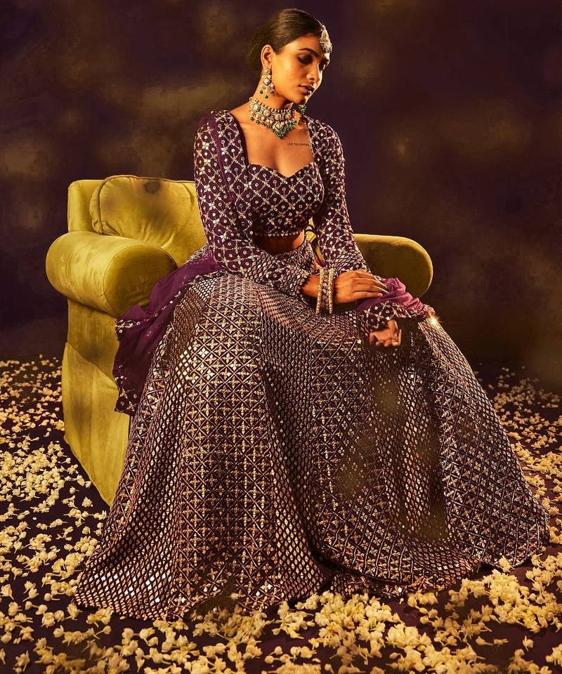 Ash Pink Sequin Embroidered Semi Viscose Organza Indian Party Wear Lehenga Choli