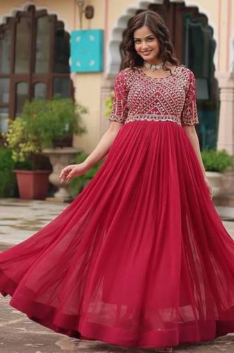 Pink Premium Designer Georges Ready Made Gown Collections