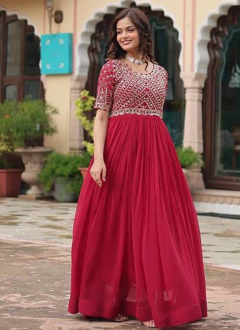 Pink Premium Designer Georges Ready Made Gown Collections