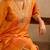 Orange embroidered raw silk kurta set