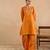 Orange embroidered raw silk kurta set