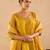 Yellow embroidered raw silk anarkali set