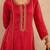 Red embroidered silk anarkali set
