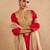 Red embroidered raw silk kurta set