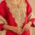 Red embroidered raw silk kurta set