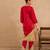 Red embroidered raw silk kurta set