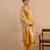 Yellow embroidered raw silk kurta set