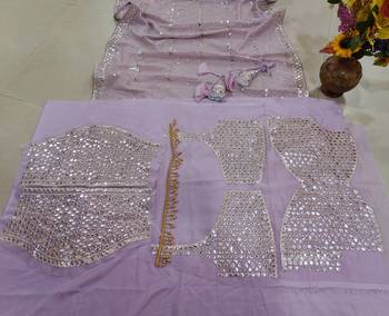 Ash Pink Sequin Embroidered Semi Viscose Organza Indian Party Wear Lehenga Choli 4