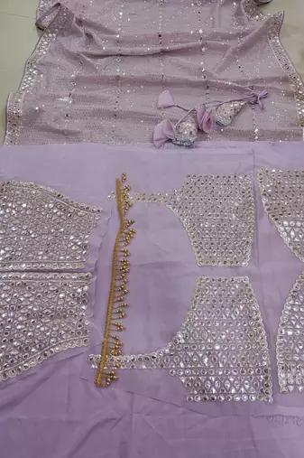 Ash Pink Sequin Embroidered Semi Viscose Organza Indian Party Wear Lehenga Choli