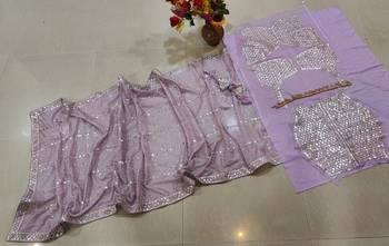 Ash Pink Sequin Embroidered Semi Viscose Organza Indian Party Wear Lehenga Choli 5