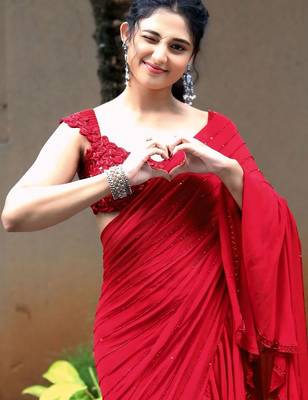 Beautiful Bollywood Designer Beads & Sequence work Ruffle Skirt & Pallu Pattern Saree with Stitched Blouse 3