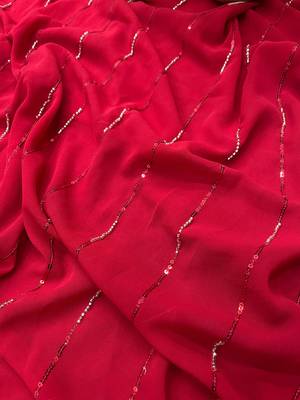 Beautiful Bollywood Designer Beads & Sequence work Ruffle Skirt & Pallu Pattern Saree with Stitched Blouse 7