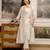 White Pure Cotton Embroidery Schiffli  Work Kurta Pant with Shrug Set