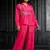 rani pink festive co-ord set with wide pants and embroidery
