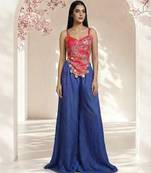 Contemporary embroidered top with palazzo pants