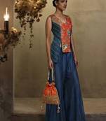 handcrafted jacket style kurta set with palazzo pants