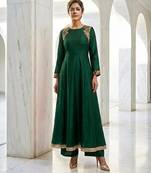 plus size emerald green embroidered anarkali set