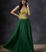 plus size green flared pants with printed blouse set
